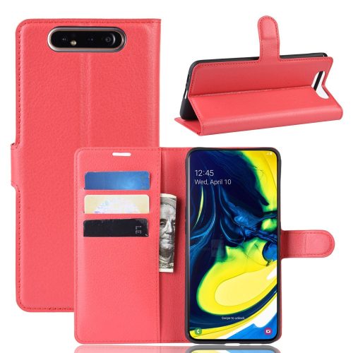 RMPACK Samsung Galaxy A80 Notesz Tok Business Series Kitámasztható Bankkártyatartóval Piros